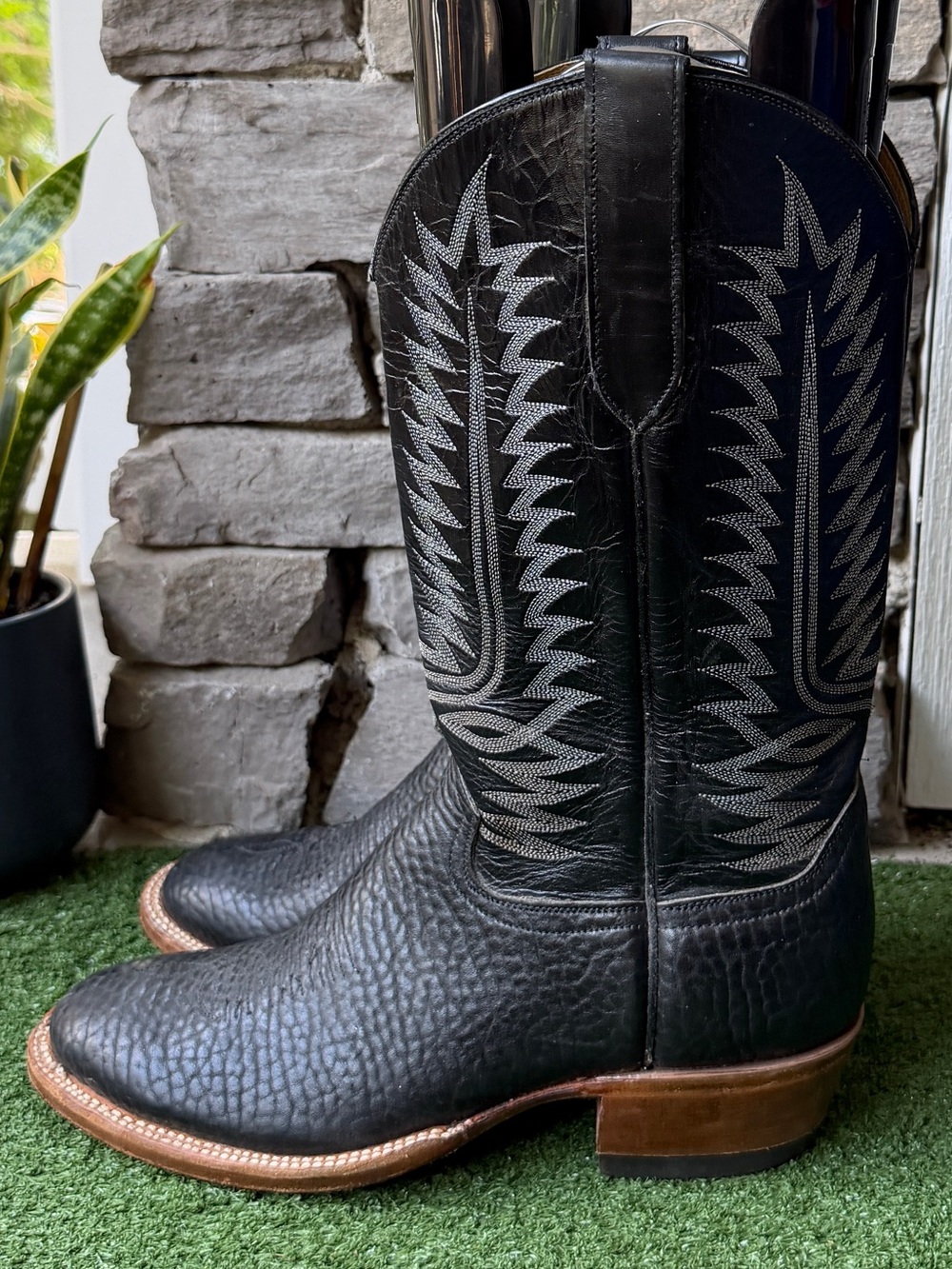 Cowtown Black Leather Mens Cowboy Boots